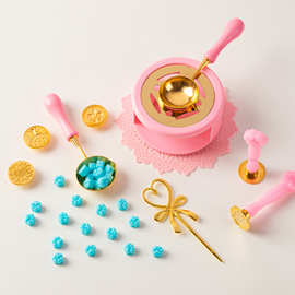 全套火漆印章圆形炉子植绒粉捏捏乐胶火漆蜡粒勺子手柄垫子搅拌针