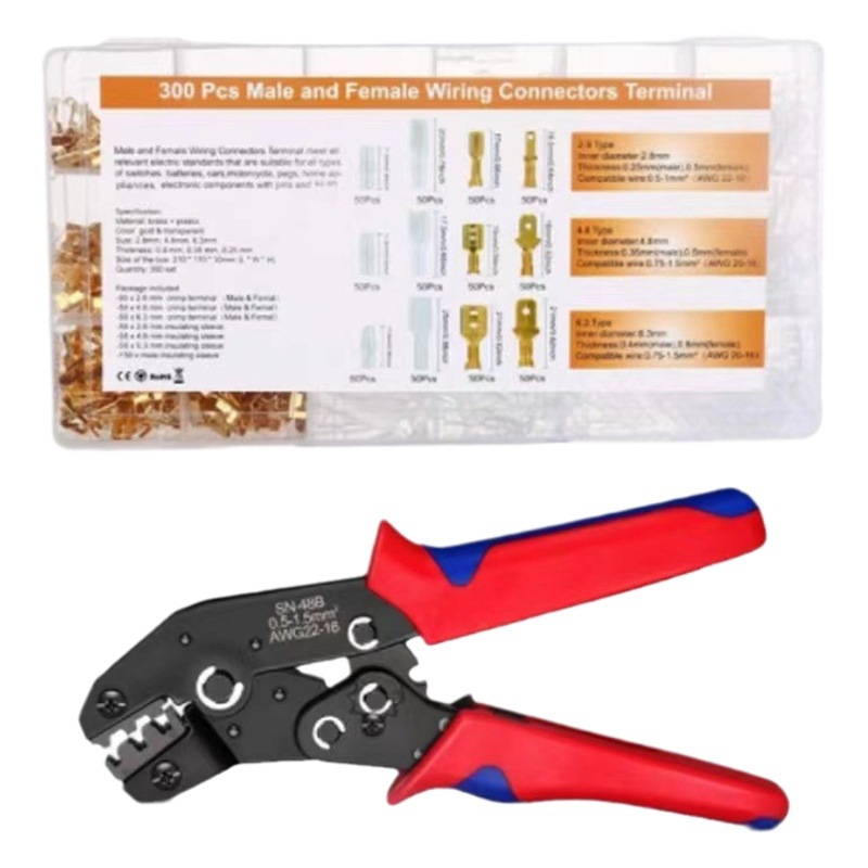 SN58B Muelle de inserción combinado 600PCS Muelle de inserción Alicates de sujeción de terminales prensados en frío Alicates de sujeción de terminales