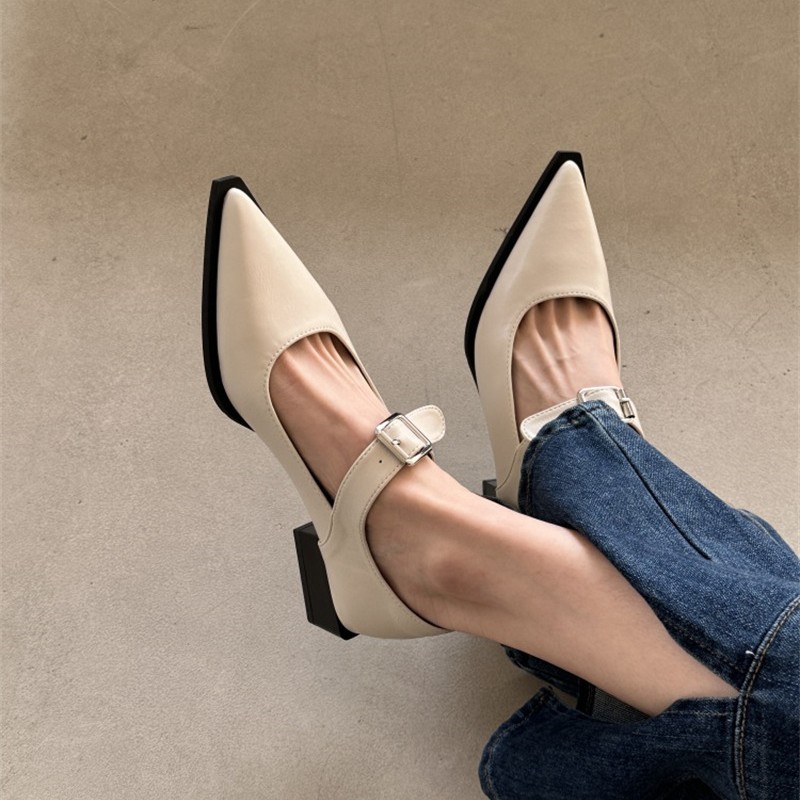 French-style Pointed-toe High-heeled Shoes, New Autumn 2025 Collection, Elegant And Versatile, Retro Low-heel Chunky_vogvips.com