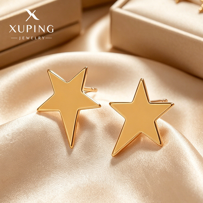 Pendientes de aleación simples y únicos de Xuping Jewelry para mujer, pendientes de estrella elegantes y de alta gama, joyería al por mayor.