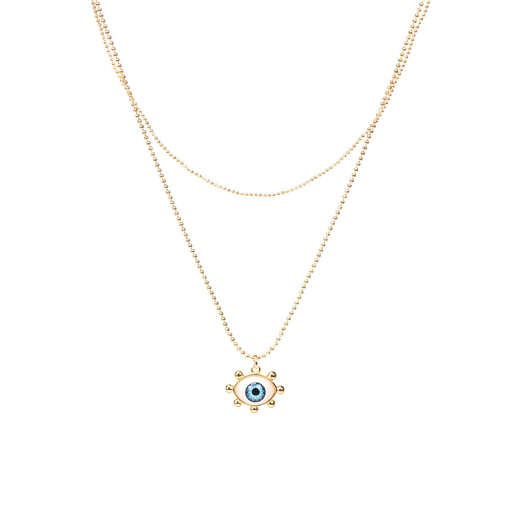 devilu0027s eye resin pendant double layered copper necklace wholesale nihaojewelry