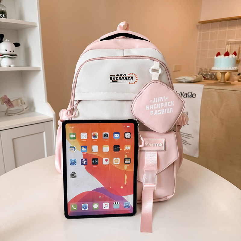Bolsa de escuela universitaria de color universal, bolsa de viaje de escuela secundaria coreana, mochila de gran capacidad para estudiantes de escuela secundaria masculina.