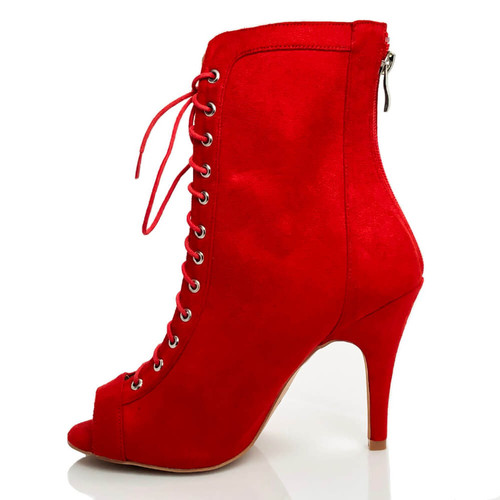 Red high-heeled jazz dance boots, cool boots, sexy high top dance shoes, women indoor Latin dance salsa dance shoes