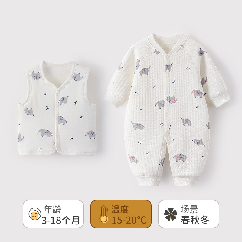Ropa de otoño e invierno para bebés, monos de algodón puro para bebés, peleles cálidos y adorables de algodón acolchado para niños y niñas, mamelucos para recién nacidos.