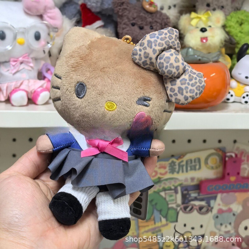 黑色草帽kitty帽宝宝挂件爱心扣公仔玩偶可爱赫本风挂饰钥匙扣|undefined