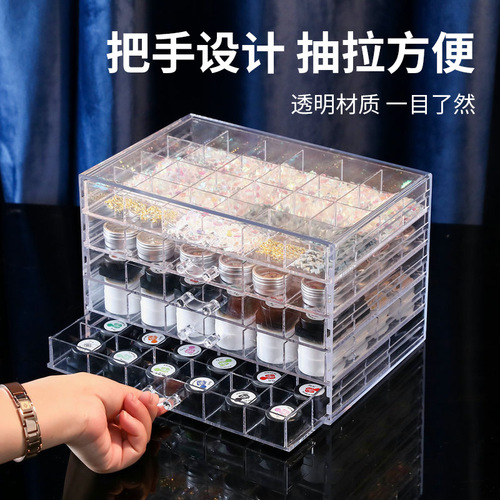 Nail Art Storage Box Decor Box Jewelry Box Multi-functional Multi-compartment Transparent Drawer-style Desktop Storage and Organizing Box