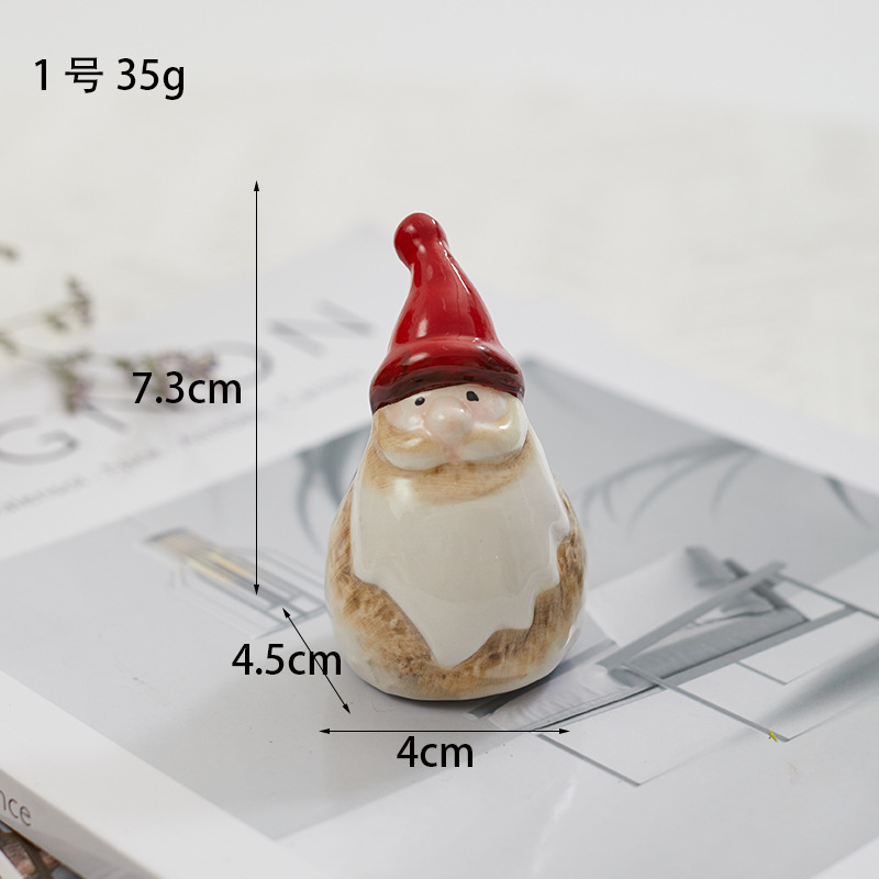 Nuevos productos transfronterizos de Navidad cerámica retro decoración de nieve hombre viejo alce escritorio con luces decorativas regalos