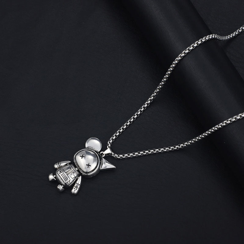 Collier pendentif petit monstre en acier inoxydable unisexe_voghion.com