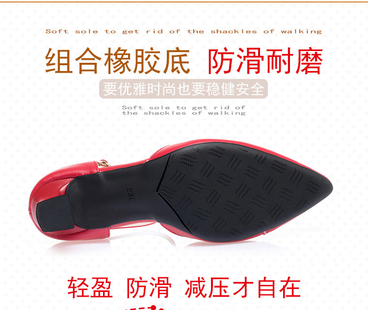 Sandal quai ngang da thật gót vuông mũi nhọn cho nữ, giày cao gót hở mũi kiểu dáng sang trọng — Màu be chi tiết 10