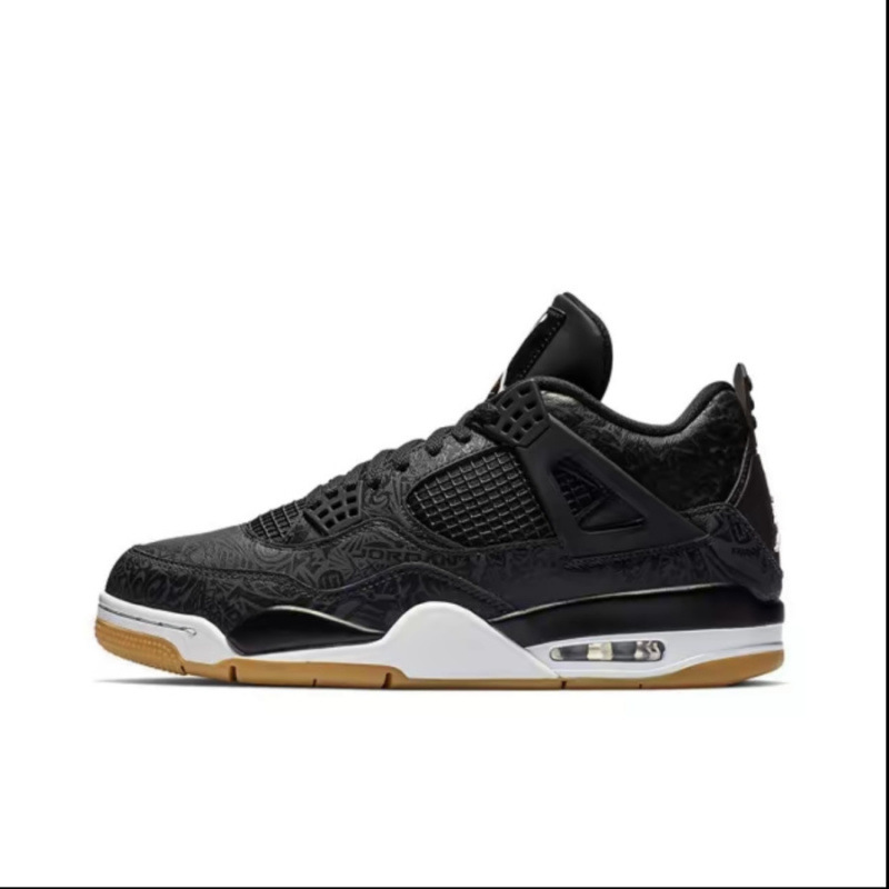 Zapatos de baloncesto de cuero de vaca original puros Pitian AJ4 zapatos antiderrapante retro zapatos de cuero de cabeza zapatos de hombre y mujer