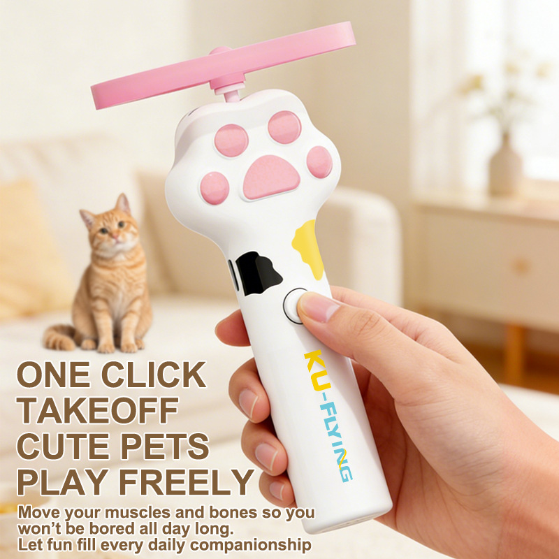 cross-border new cat‘s paw electric creative luminous pet-teasing frisbee ufo frisbee led light-up bamboo dragonfly decompression toy