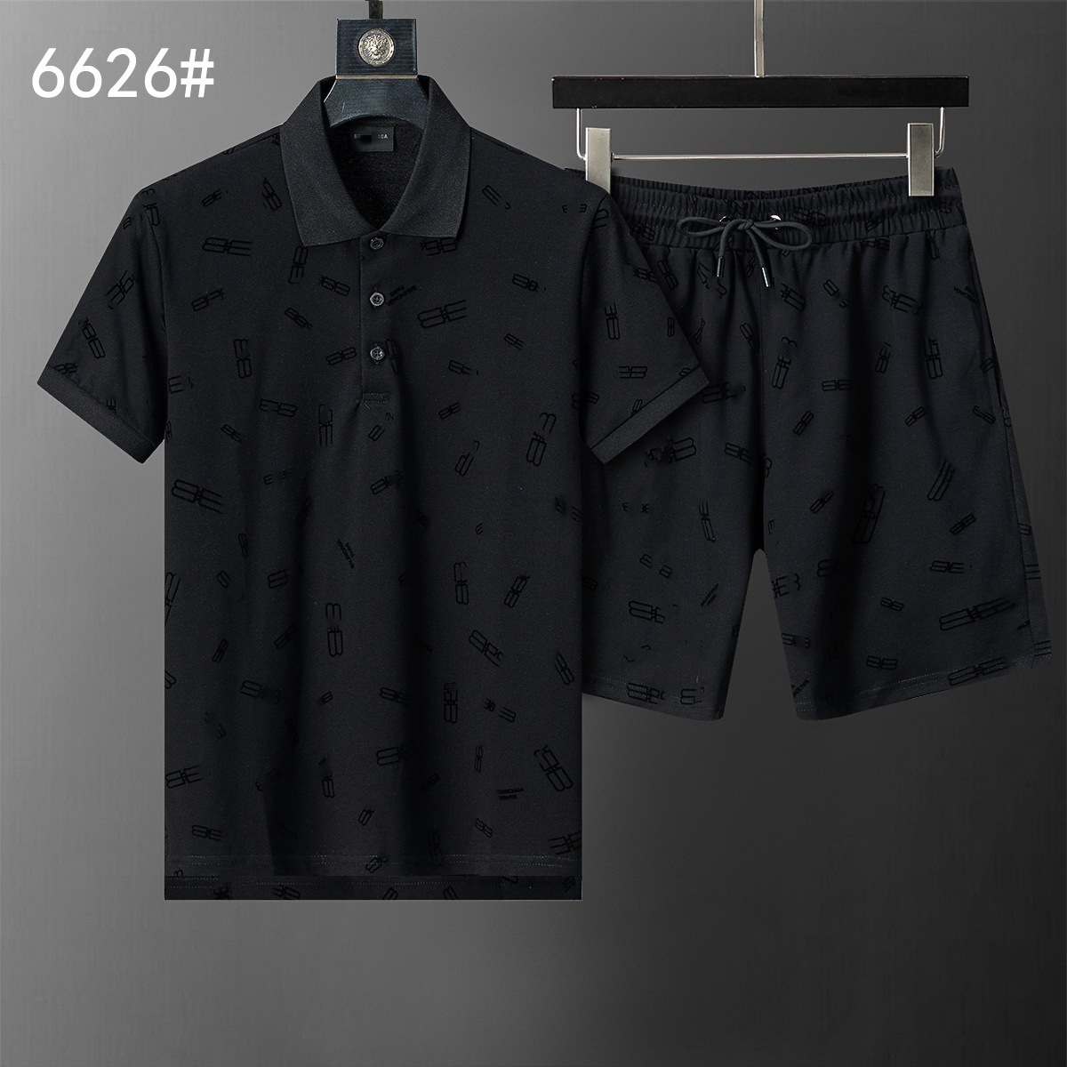 Cross-border versión correcta polo manga corta set de collar de verano clásico toalla de hombre bordado casual Europa y América explosión