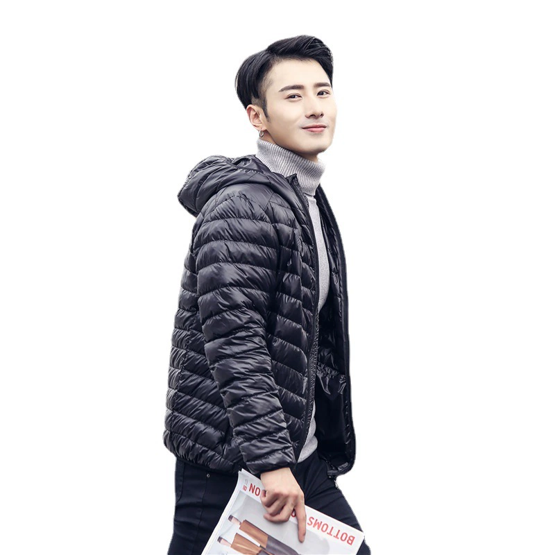 寒冬思羽 Light and thin down jacket, men's hoody, simple and elegant design, plus size