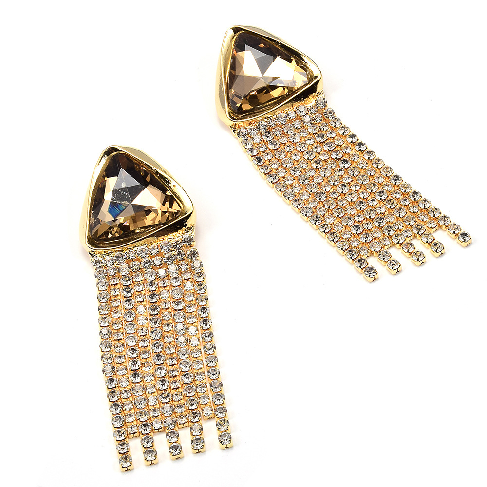 1 Pair Retro Roman Style Geometric Tassel Plating Inlay Alloy Zircon Drop Earrings display picture 3