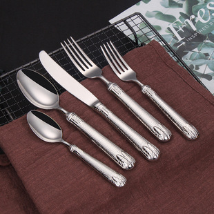 Spot wholesale household 304 stainless steel Western-style steak knife and fork spoon dessert spoon mirror light hollow handle tableware