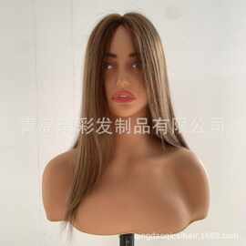 青岛递针顶渔网发块白人女士纯手工配件6X6英寸真人发假发辫发