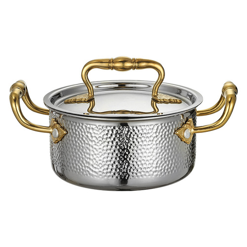 304 stainless steel hammered pattern single-person hot pot commercial induction cooker gas stove one pot per person large capacity single pot
