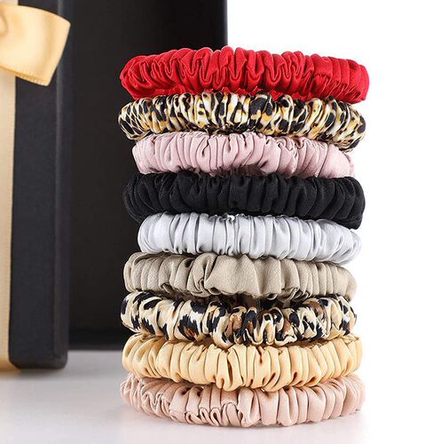 1.5cm fashionable and versatile 100 mulberry silk hair tie mulberry silk hair rope thin style multi-color