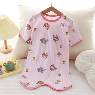 Baby Pajamas Pure Cotton All Year Round Home Clothes 1 Spring and Summer Thin One-Piece Nightgown Anti-Kick Quilt Nightgown Kidsren's Sleeping Bag 6