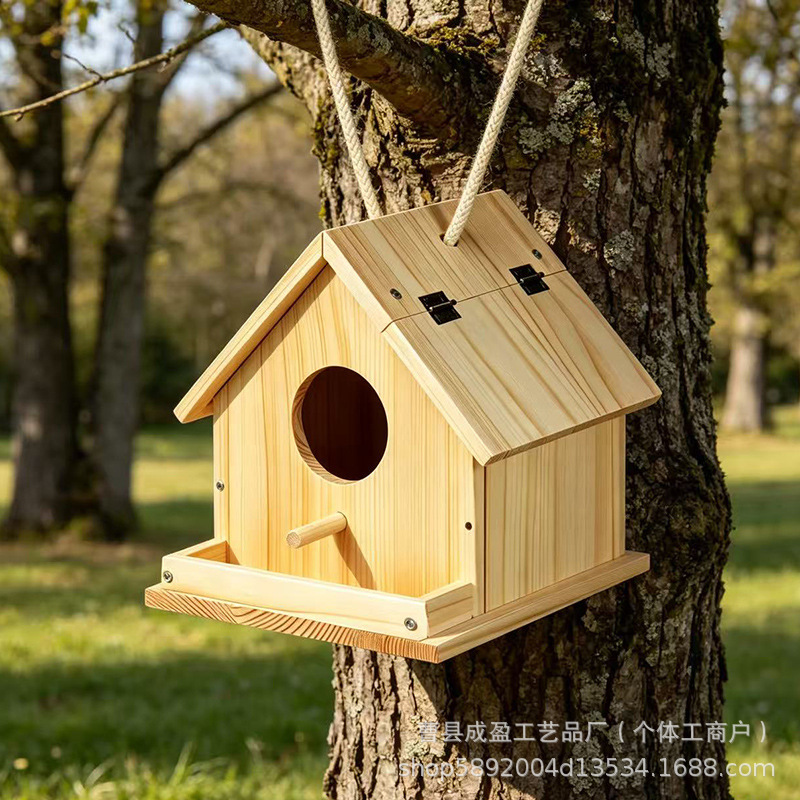 DIY Wooden Birdhouse for Breeding, Natural Wood Assembly Bird Nest, Outdoor Garden Decoration, Bird Feeder, Hanging Bird Cage DIY Wooden Birdhouse for Breeding, Natural Wood Assembly Bird Nest, Outdoor Garden Decoration, Bird Feeder, Hanging Bird Cage