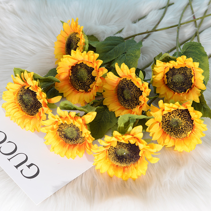 Simulated Sunflower, European Style Single Sunflower Artificial Flower, Home Decor Farmhouse Style Sunflower Bouquet Artificial Flower