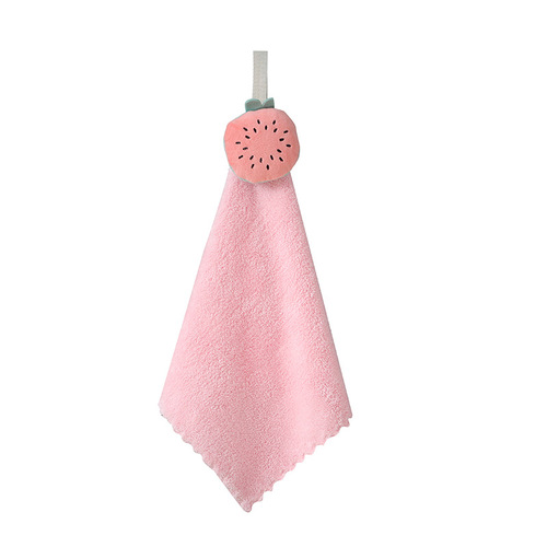 Cute coral velvet hand towel, hanging Japanese kitchen hand towel, children's hand towel, quick-drying hand towel