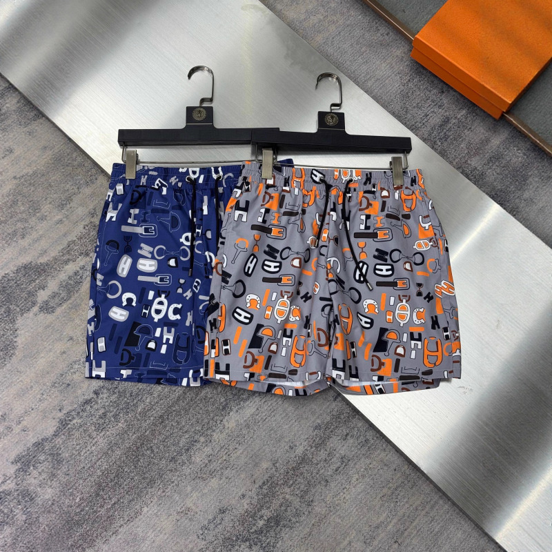 European Cross-Border Wholesale H Brand H Letter Summer Men's Beach Shorts Digital Print Quick-Dry with Lining Casual Shorts