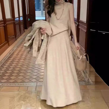 十三行秋冬新款针织衫套裙女时尚气质休闲无袖背心+半身裙两件套