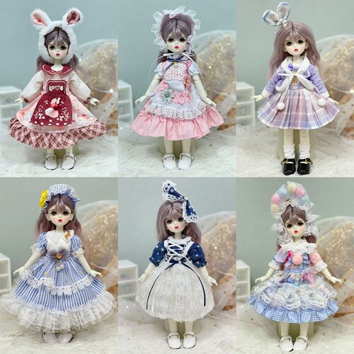 6 points bjd doll dress up 30 cm doll suit dress autumn and winter Lolita jk maid outfit