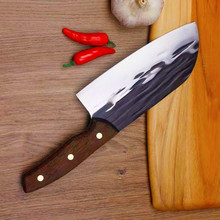 老式菜刀锰钢家用锋利片肉刀抖音网红锻打刀手工锤纹龙泉切片刀具