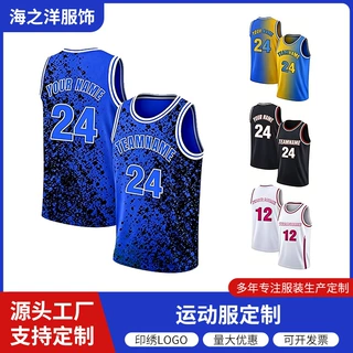 亚马逊美码球衣定制刺绣复古嘻哈篮球服运动速干背心短袖上衣定做