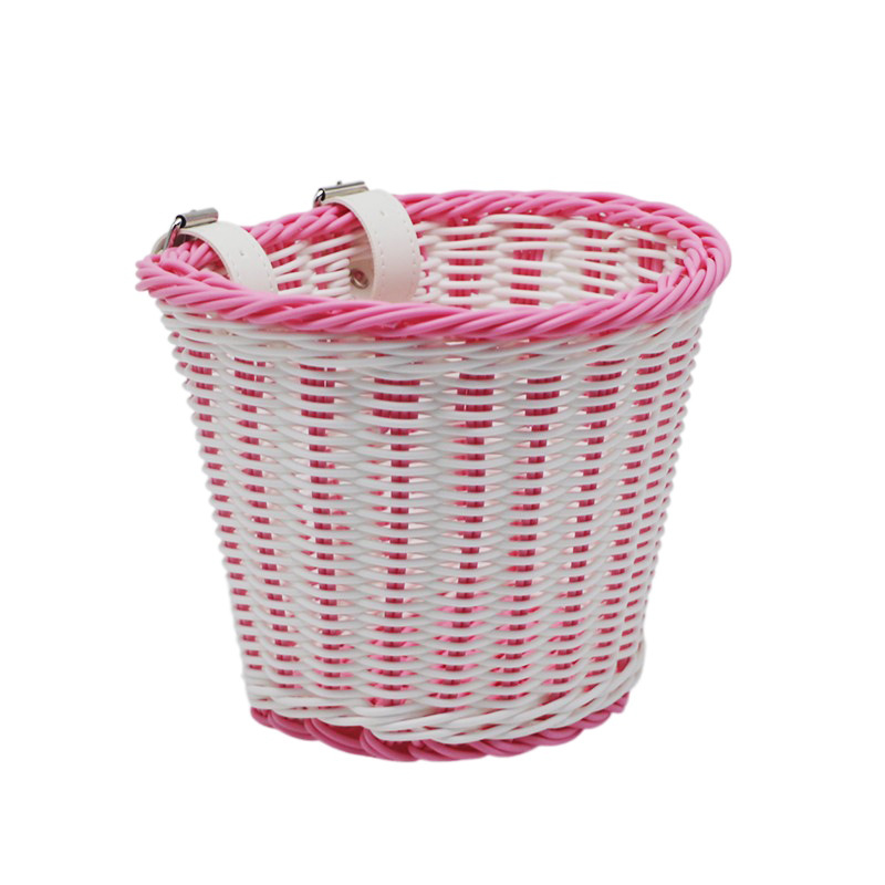 Cesta tejida de ratán para niños accesorios de bicicleta para niños Cesta de campana pegatinas manillar borla imitación Cesta tejida de ratán