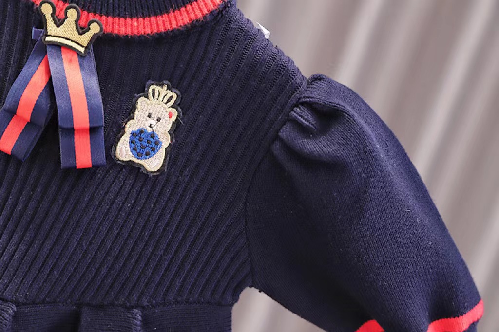 JINYONG/Jin Yongxiong [] Mädchen Frühling und Herbst Han Xiaotong gestrickte Prinzessin Kleid Pullover_voghion.com