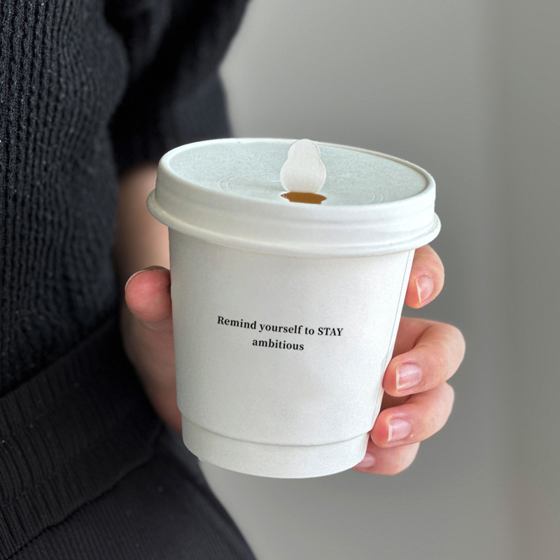 咖啡杯子一次性咖啡杯奶茶纸杯外带打包带盖商用热饮定 制|undefined
