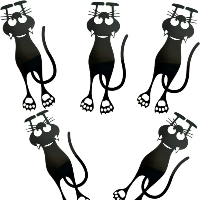 Creative Hollow Plastic Bookmark Hollow Bookmark Bookmark Black Hanging Bookmark 3D Cat Plastic