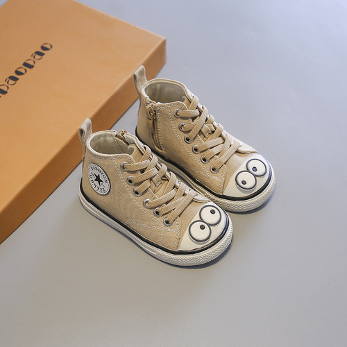  spring replica children's canvas shoes high-top boys and girls soft-soled white shoes toddler shoes dropshipping