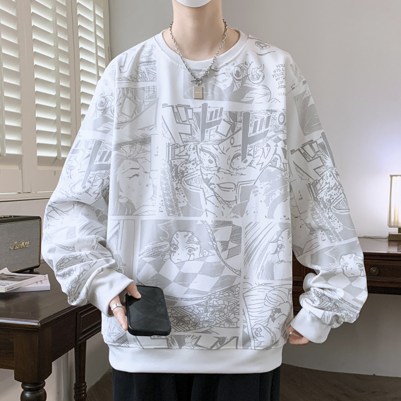 美式休闲基础款纯色圆领卫衣男秋冬ins潮牌大码宽松简约情侣上衣|undefined