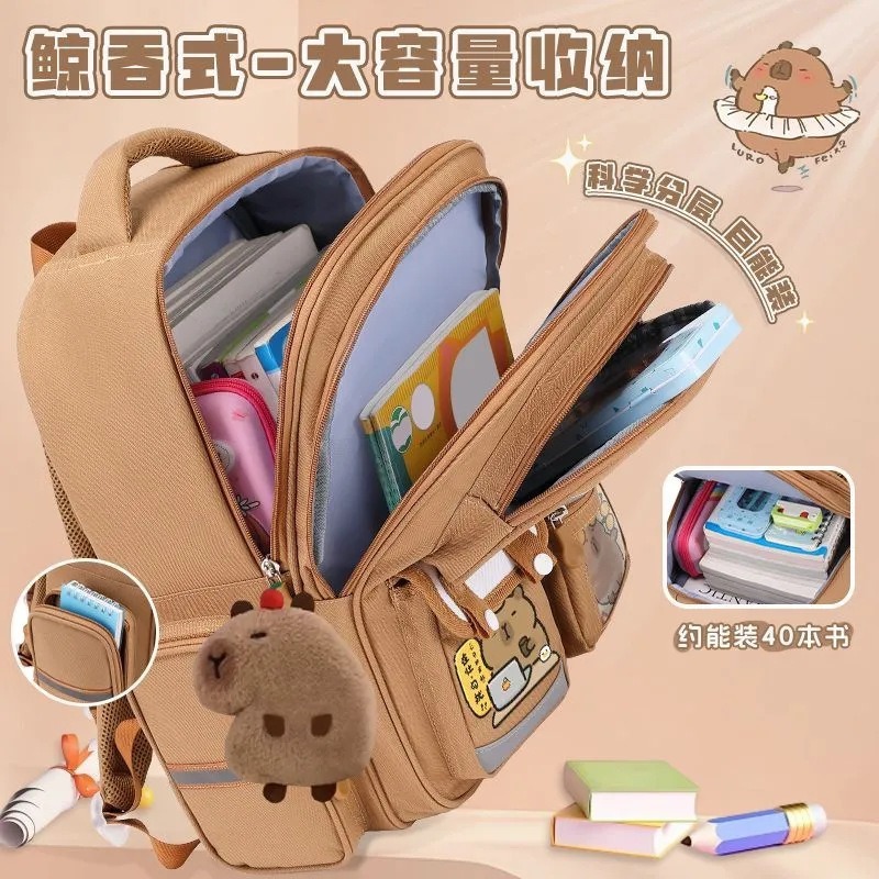 Nuevas niñas Kapibara mochila escolar para estudiantes de primaria Grado 3 - 6 para reducir la carga de los niños 6 - 12 años de edad