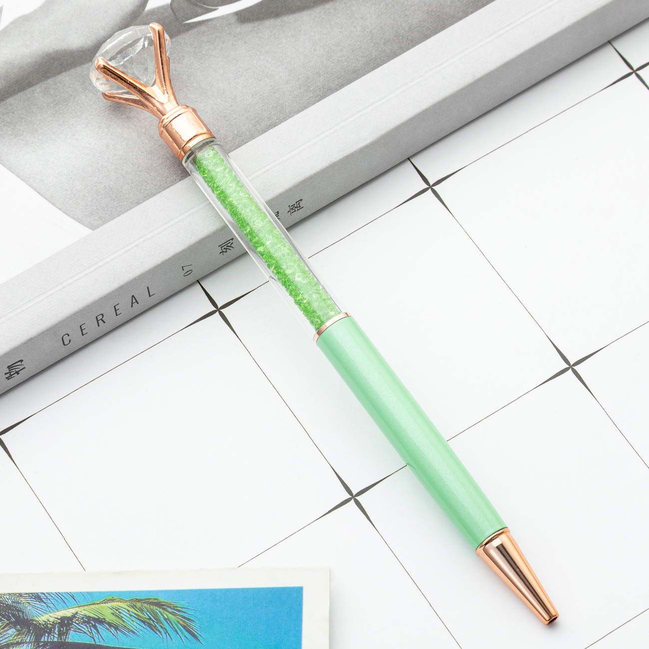 Bolígrafo de diamante de cristal grande con diamantes rotos bolígrafo coreano bonito bolígrafo de regalo de metal para chicas de alto valor