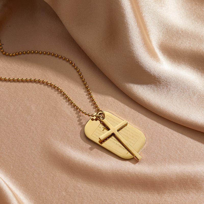 small design square golden fashionable necklace stainless steel