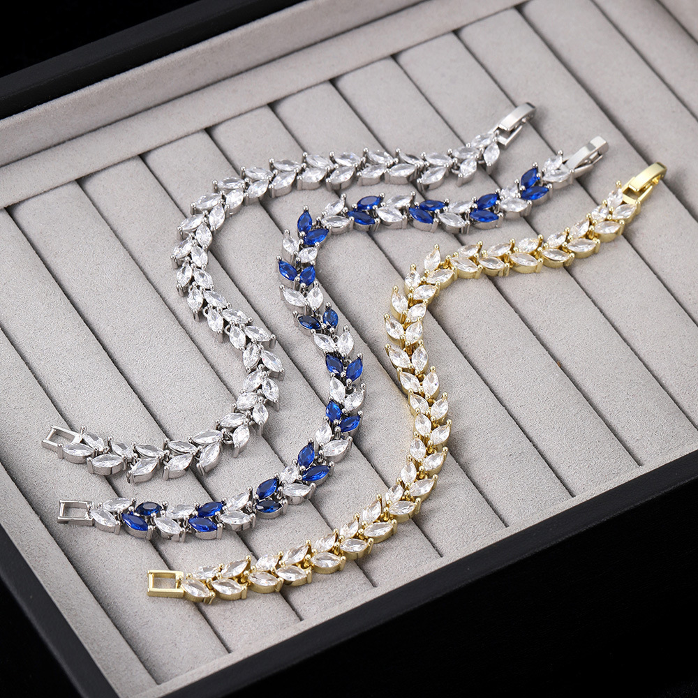 Pulseira rígida marquise para mulher, elegante joia em zircónia_voghion.com
