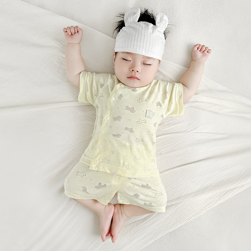 Traje de bebé verano para niños y niñas para niños pequeños, entrepierna abierta dividida de manga corta, ropa de verano para niños, ropa de bebé