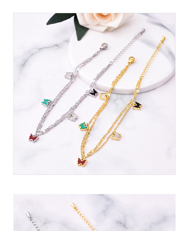 Fashion Butterfly Stainless Steel Inlay Shell Womenu0027S Anklet