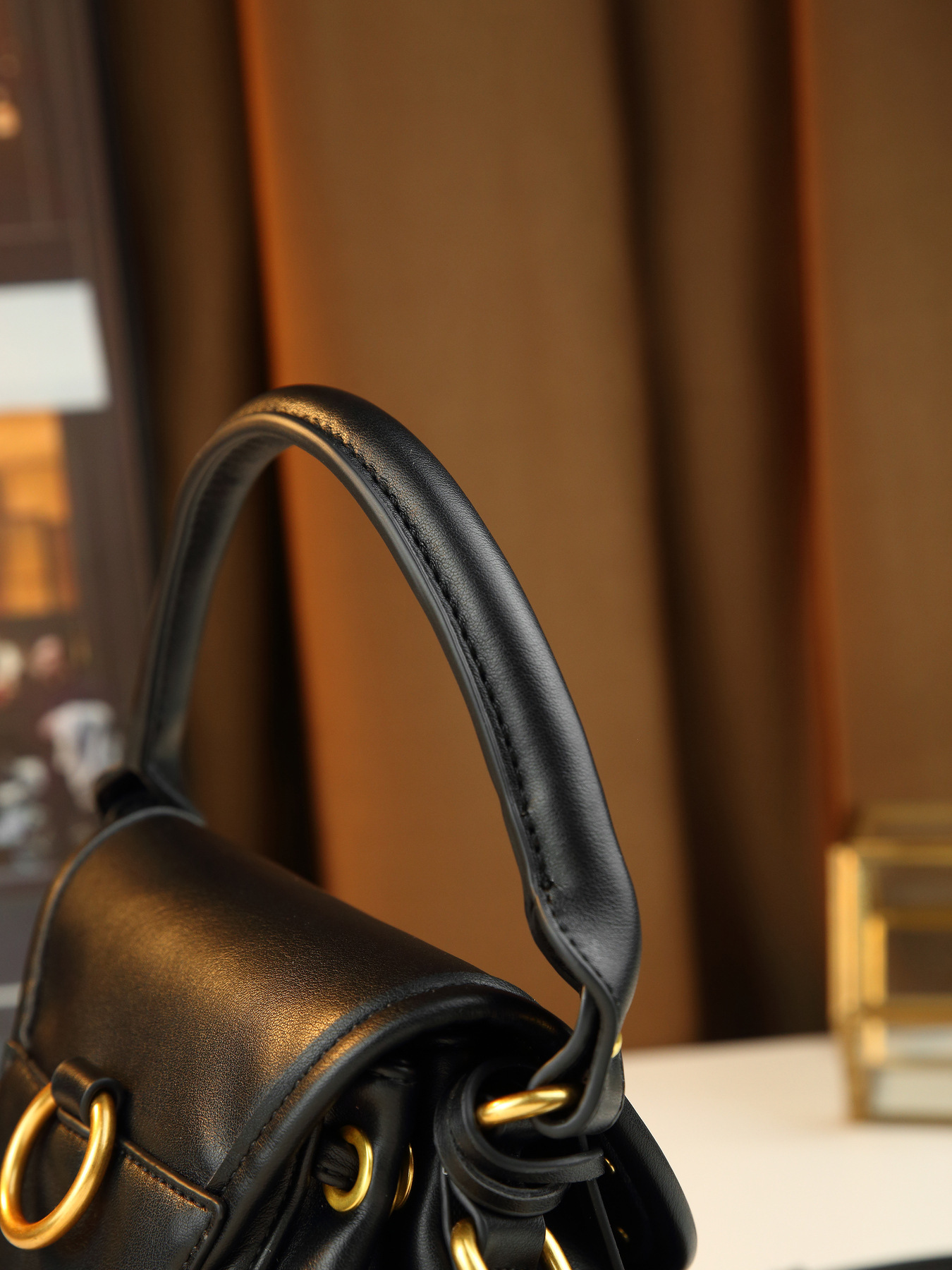 Borsa a mano retrò con lucchetto borchiato, media, multifunzionale, da donna, a tracolla, zaino da pendolare, in pelle PU con cerniera_voghion.com