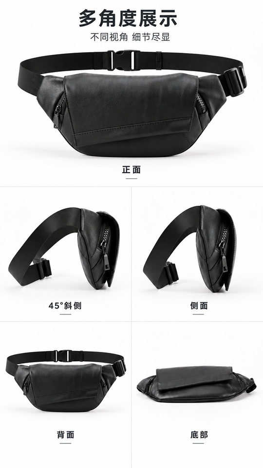 Túi đeo chéo nam da bò lớp đầu Marunte phong cách cao cấp, túi đeo ngực/đeo hông tiện dụng 29×14×2 cm — màu đen chi tiết 13