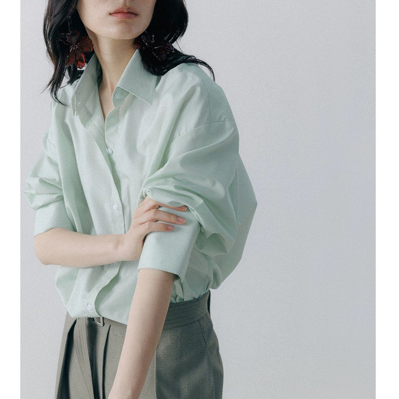 25SS Mint Mambo Fashionable Minimalist Cool Anti-Wrinkle Loose Profile Long Sleeve Shirt for Women