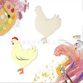 跨境热销母鸡造型木片挂件家居派对木制工艺品木质彩绘涂鸦挂饰