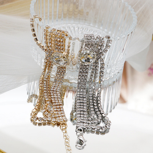 Cross-border new style rhinestone anklets, ethnic style crystal tassel anklets, footwear, high-heeled shoes accessories, bar disco style