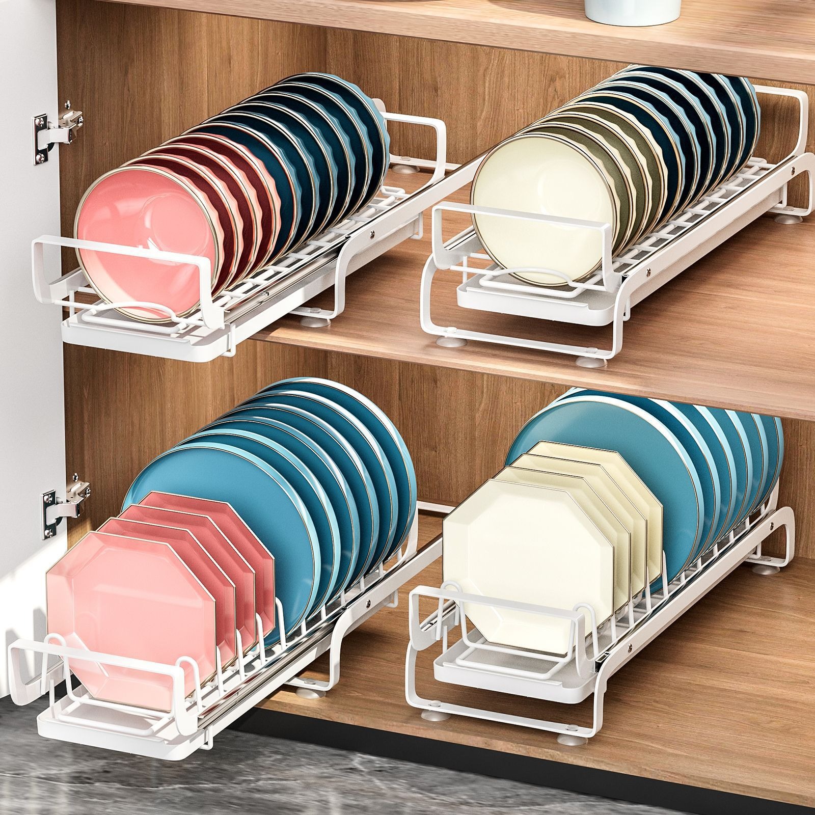 Tazos de cocina transfronterizos estante de agua estante de almacenamiento de cajones no perforados cajones pequeños platos estante de almacenamiento de platos