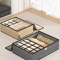 跨境亚马逊爆款棉麻内衣收纳盒家用袜子内裤三合一抽屉式分隔整理